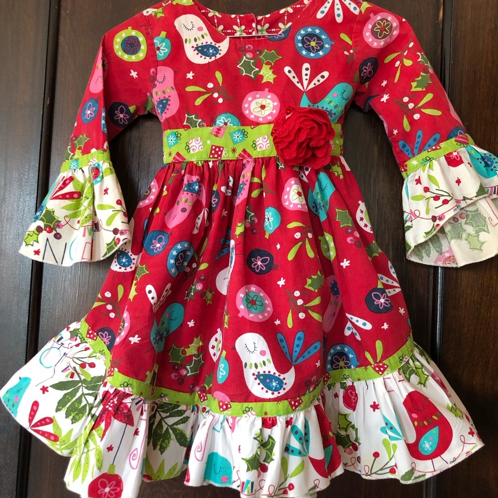 Jelly The Pug Christmas Day Ruffle dress 4t